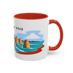 Great Ocean Road Coffee Mug | Travel Destination Souvenir Gift | Accent Color Ceramic 11oz 15oz