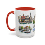 Ghent Illustrated Travel Mug | City Souvenir Accent Coffee Mug | 11oz 15oz Ceramic Cup