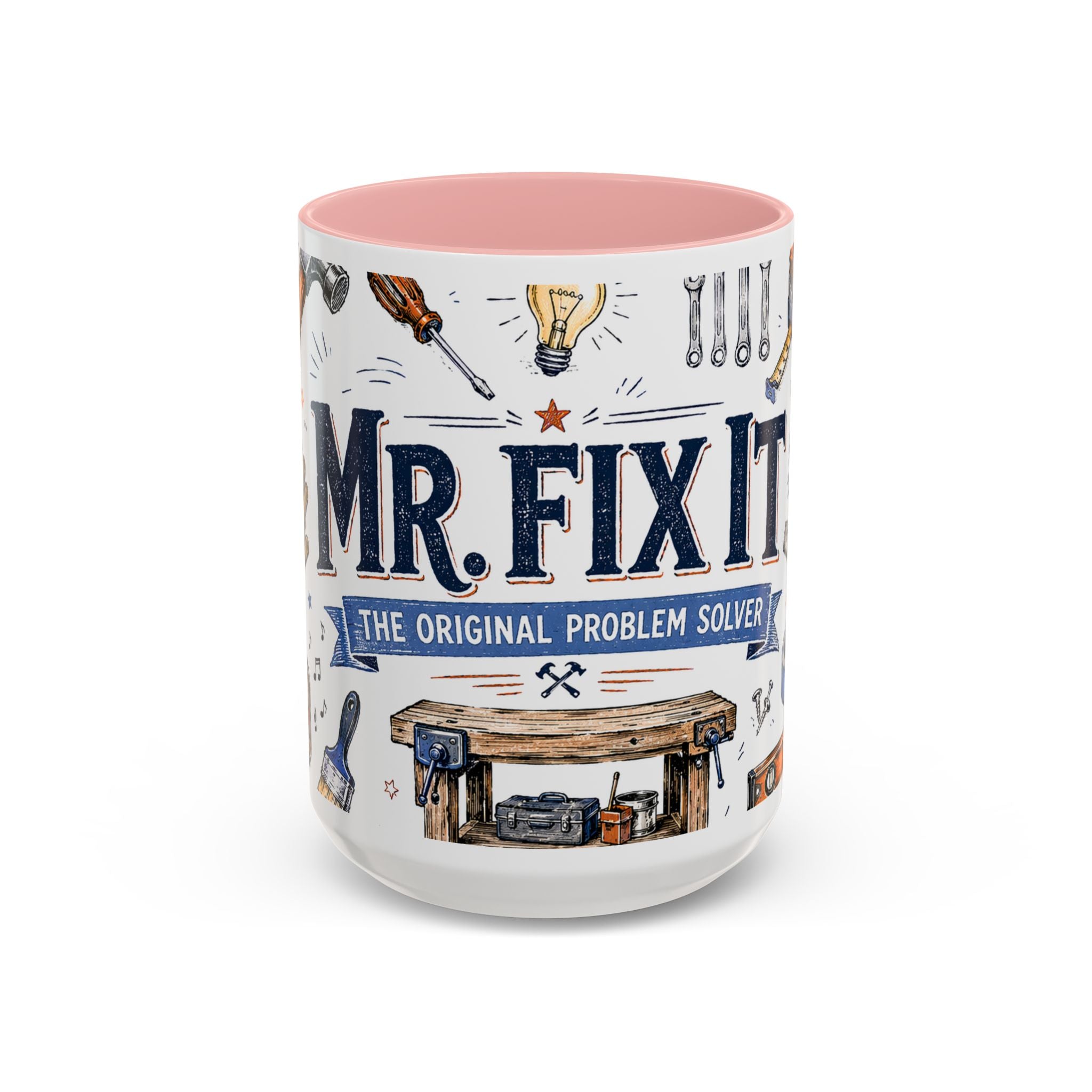 Mr Fix It Coffee Mug | Father's Day Gift for Dad | Accent Color Ceramic 11oz 15oz