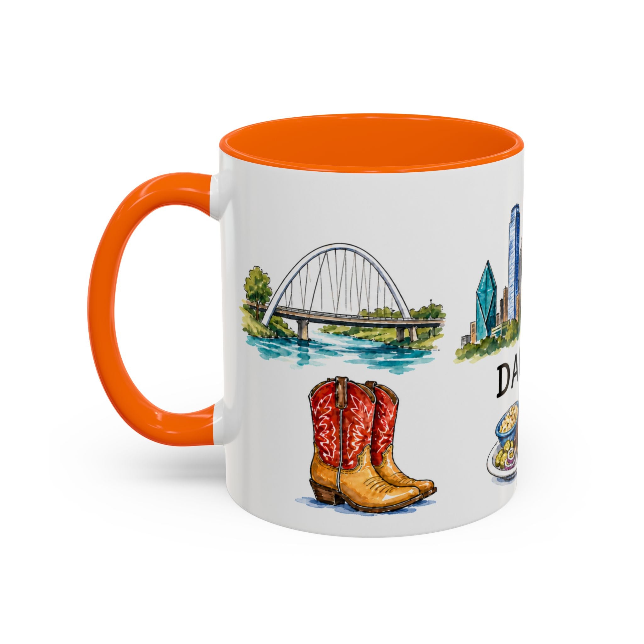 Dallas Illustrated Travel Mug | City Souvenir Accent Coffee Mug | 11oz 15oz Ceramic Cup