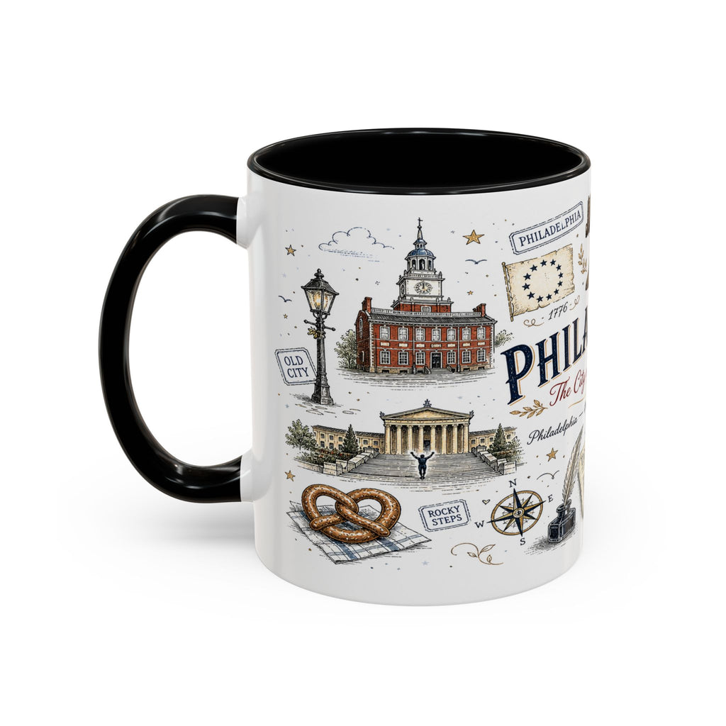 Philadelphia Coffee Mug | Pennsylvania Souvenir City Gift | Accent Color Ceramic 11oz 15oz