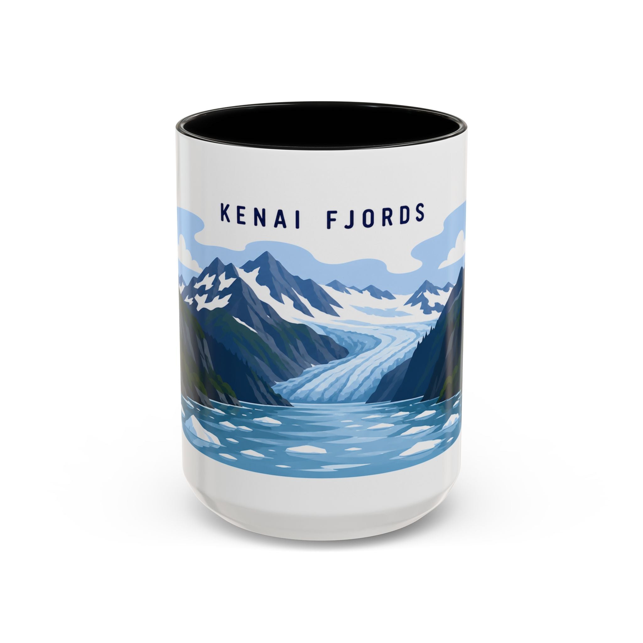 Kenai Fjords National Park Coffee Mug | Solid Color Block Park Souvenir | 11oz 15oz Accent Mug