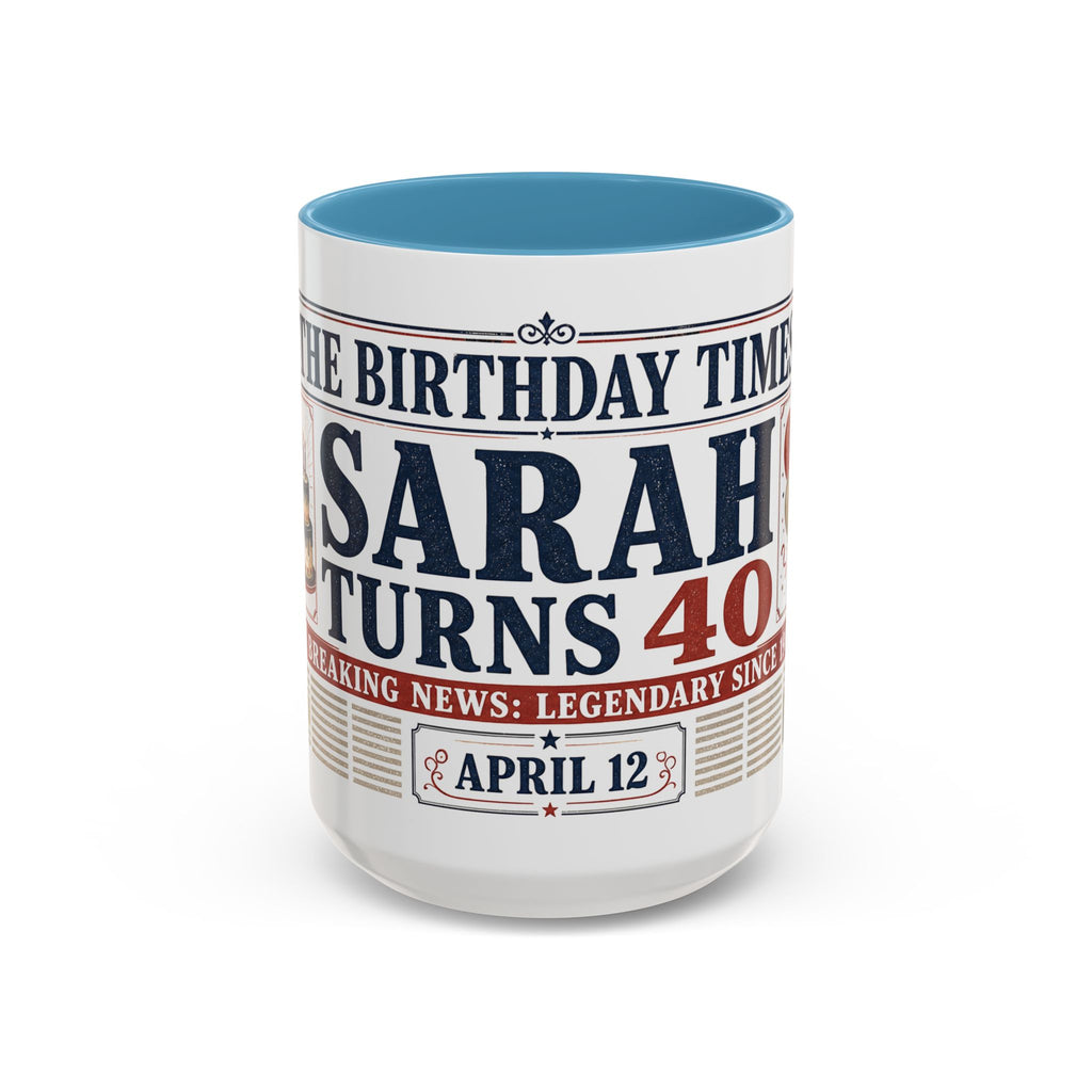 Birthday Newspaper Mug | Custom Name Age Date Gift | The Birthday Times Coffee Cup 11oz 15oz