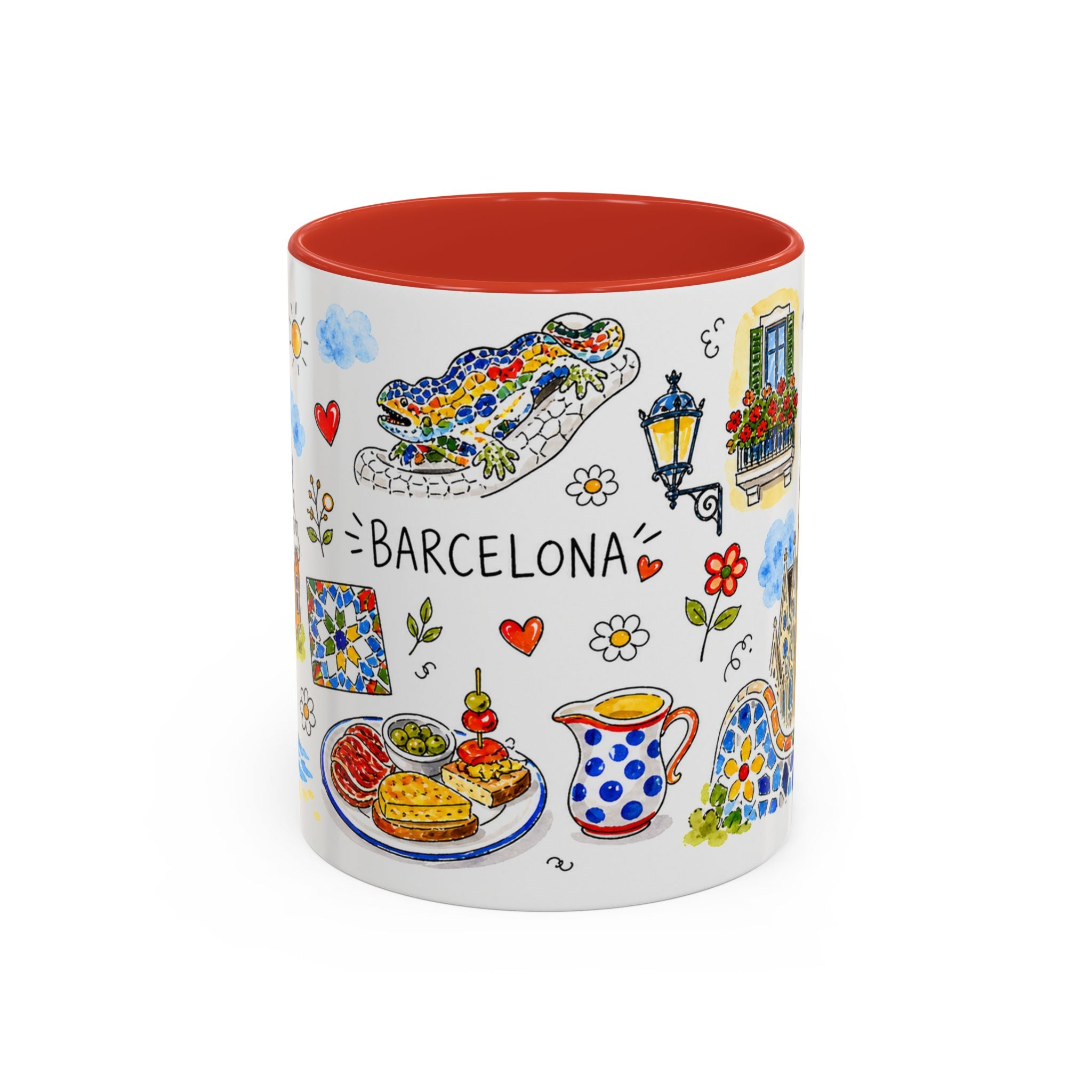 Barcelona Travel Mug | European City Souvenir Accent Coffee Mug | 11oz 15oz Ceramic Cup