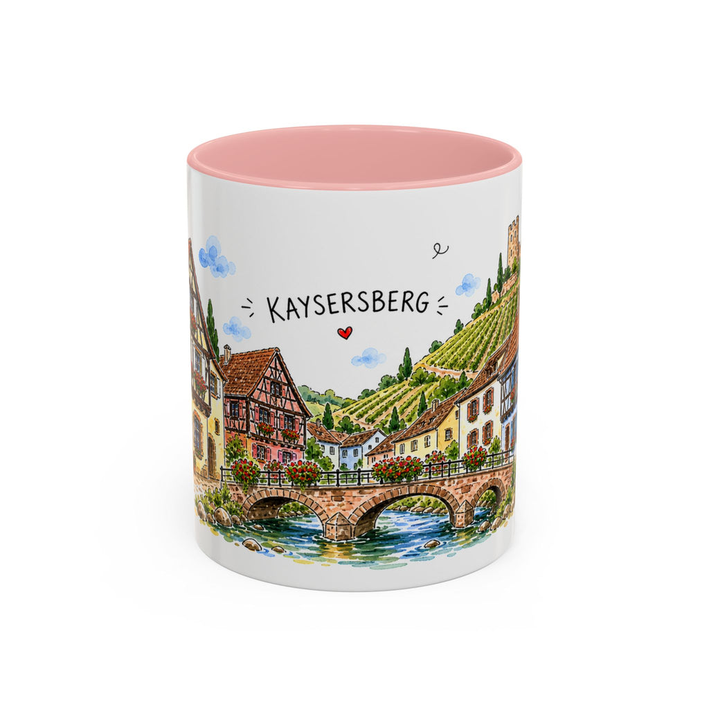 Kaysersberg Illustrated Travel Mug | France Souvenir Accent Coffee Mug | 11oz 15oz Ceramic Cup