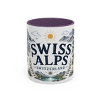 Swiss Alps Coffee Mug | Travel Destination Souvenir Gift | Accent Color Ceramic 11oz 15oz