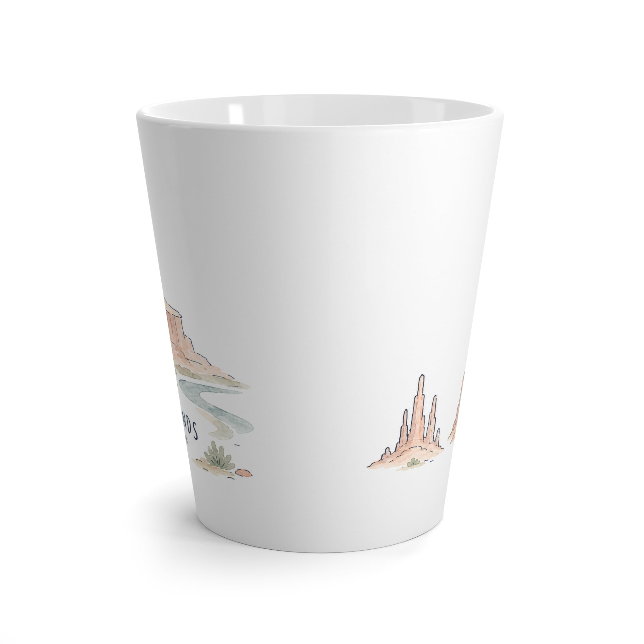 Canyonlands National Park Latte Mug | Pastel Watercolor Nature Coffee Cup | 12 oz Travel Souvenir Gift