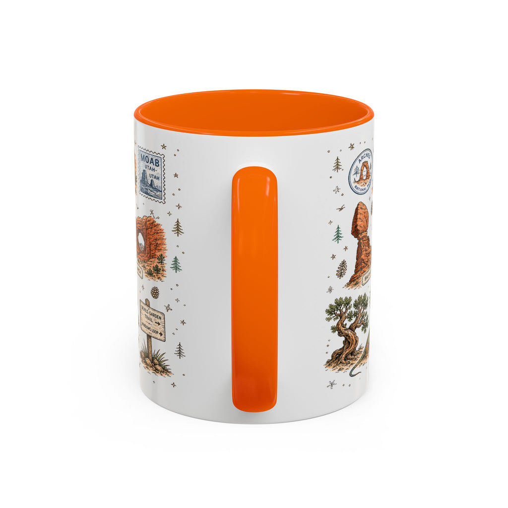 Arches Coffee Mug | National Park Hiking Utah Gift | Accent Color Ceramic 11oz 15oz