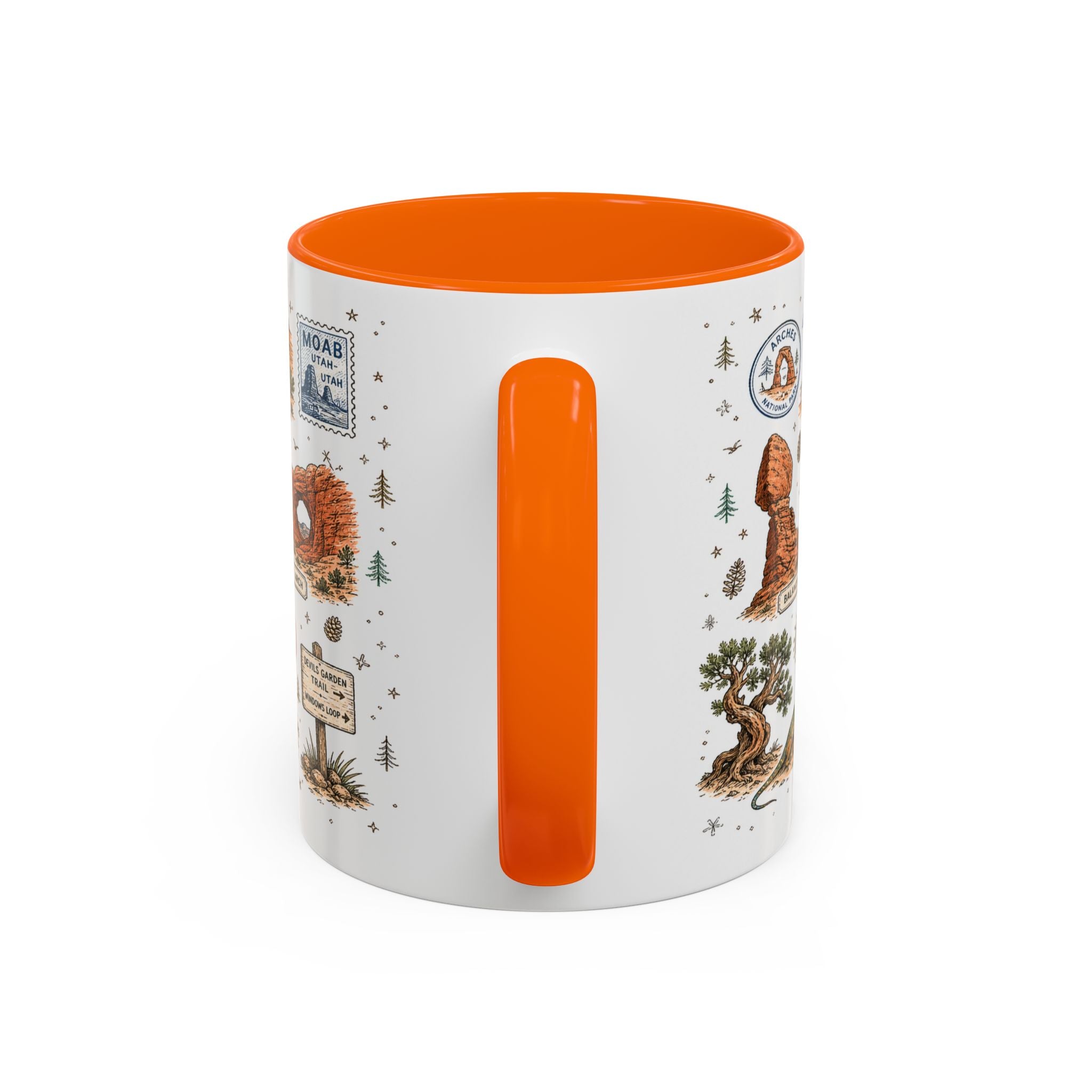 Arches Coffee Mug | National Park Hiking Utah Gift | Accent Color Ceramic 11oz 15oz