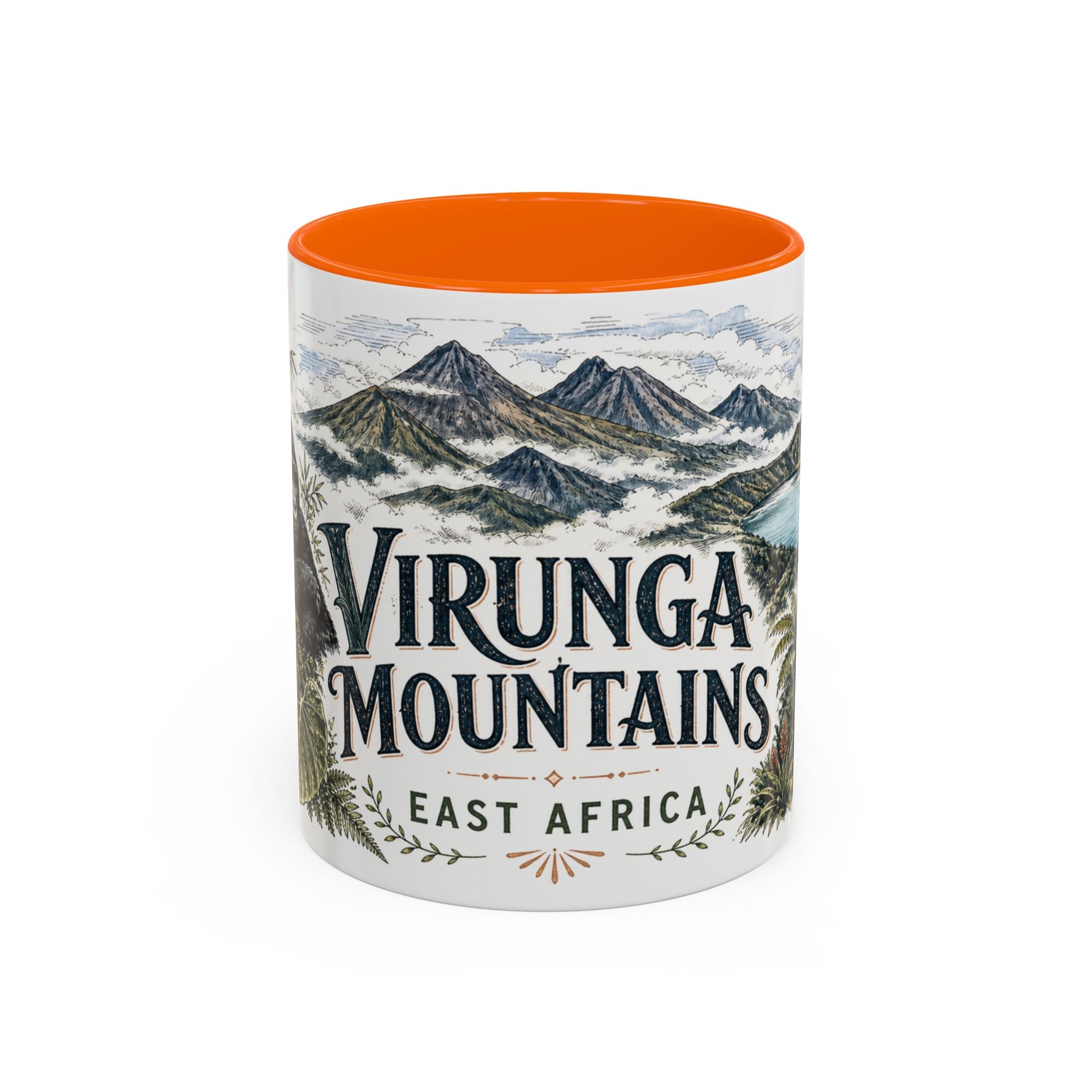 Virunga Mountains Mug, East Africa Travel Souvenir, Bucket List Gift, Accent Ceramic Coffee Mug 11oz 15oz
