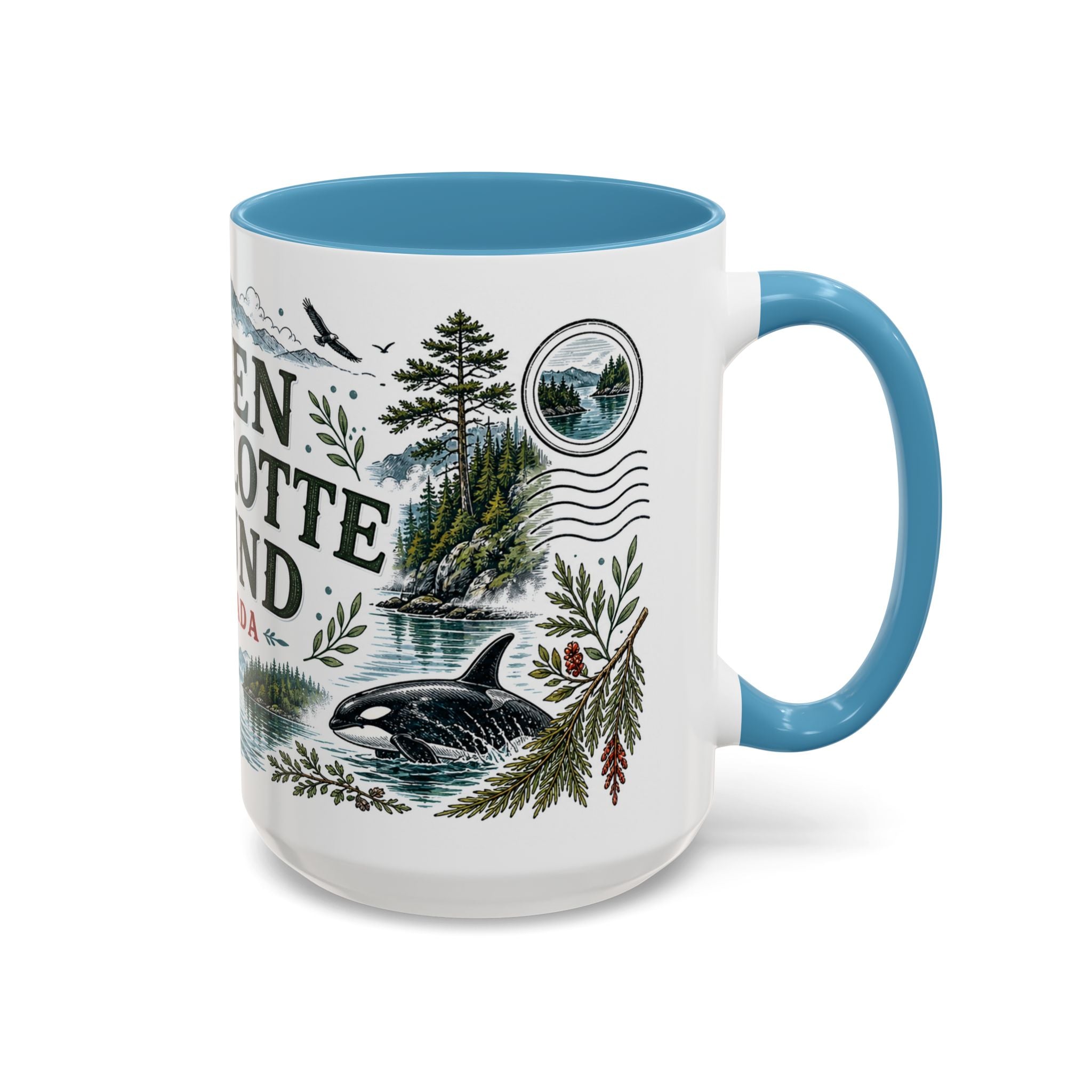 Queen Charlotte Sound Coffee Mug | Travel Destination Souvenir Gift | Accent Color Ceramic 11oz 15oz