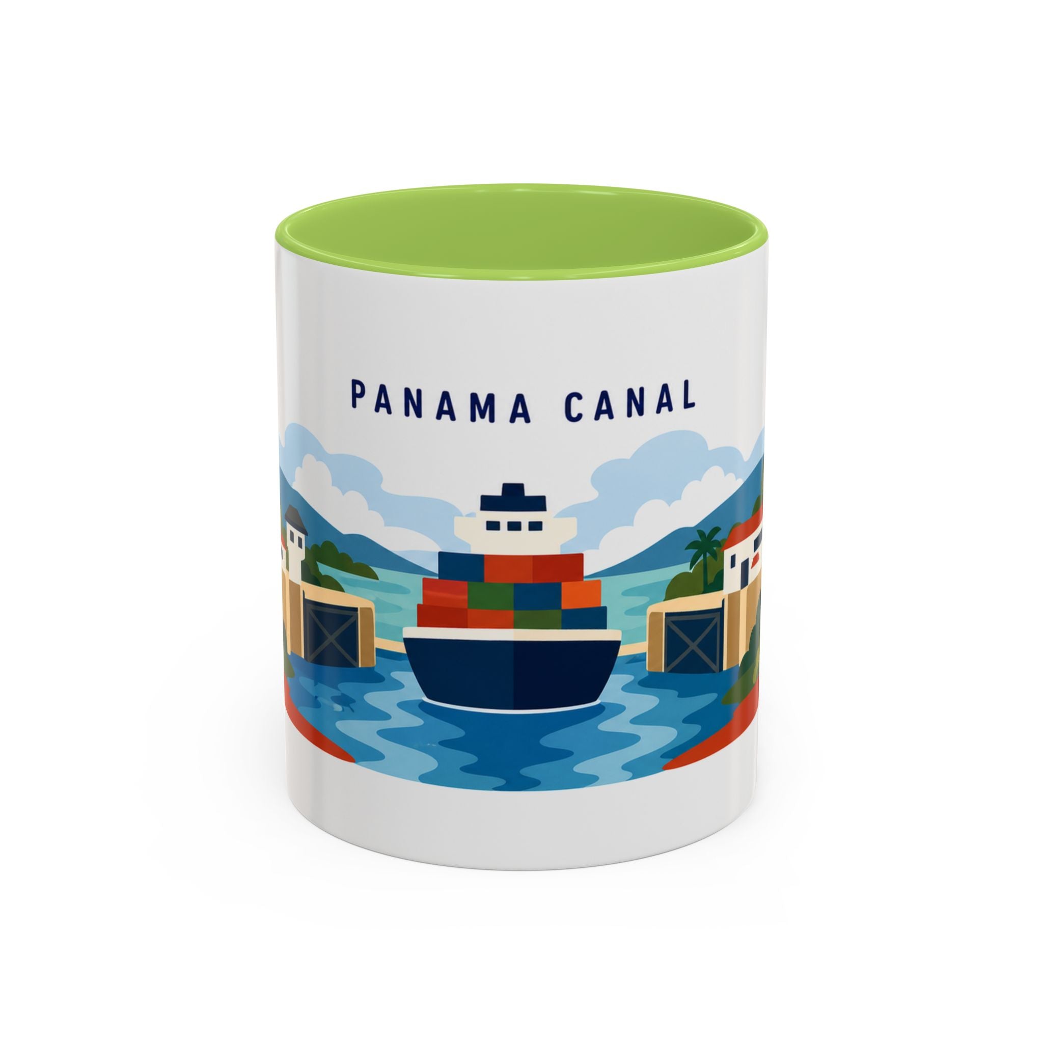 Panama Canal Coffee Mug | Travel Destination Souvenir Gift | Accent Color Ceramic 11oz 15oz
