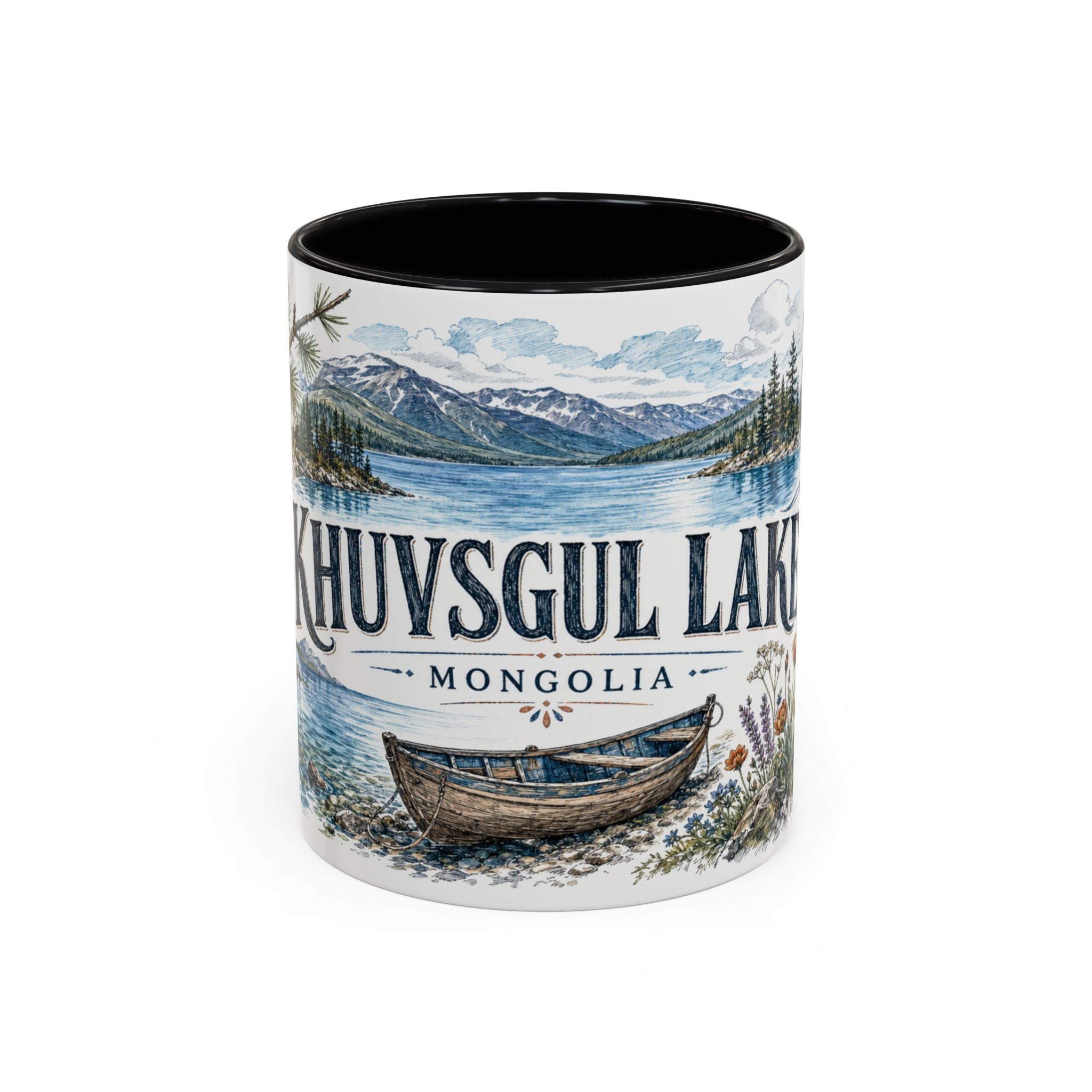 Khuvsgul Lake Mug, Mongolia Travel Souvenir, Bucket List Gift, Accent Ceramic Coffee Mug 11oz 15oz