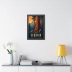 Sequoia National Park Framed Poster | Vintage Travel Wall Art | Black Walnut White Frame | 16x24 20x30