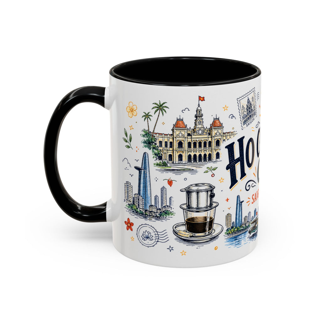 Ho Chi Minh City Coffee Mug | Vietnam Souvenir Travel Gift | Accent Color Ceramic 11oz 15oz