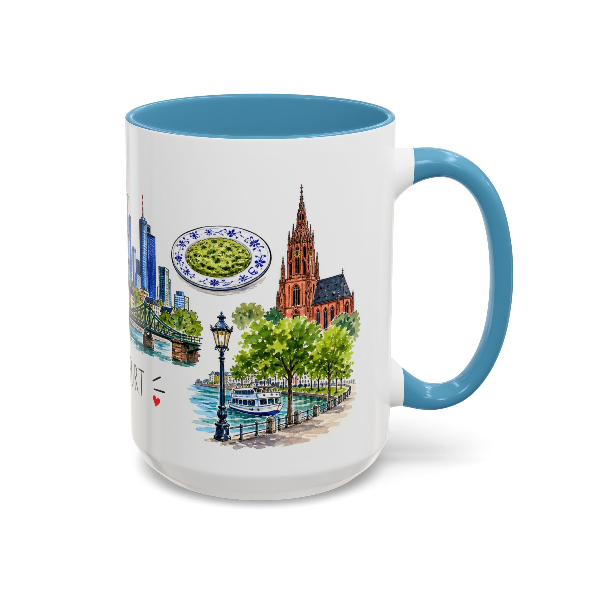 Frankfurt Illustrated Travel Mug | City Souvenir Accent Coffee Mug | 11oz 15oz Ceramic Cup