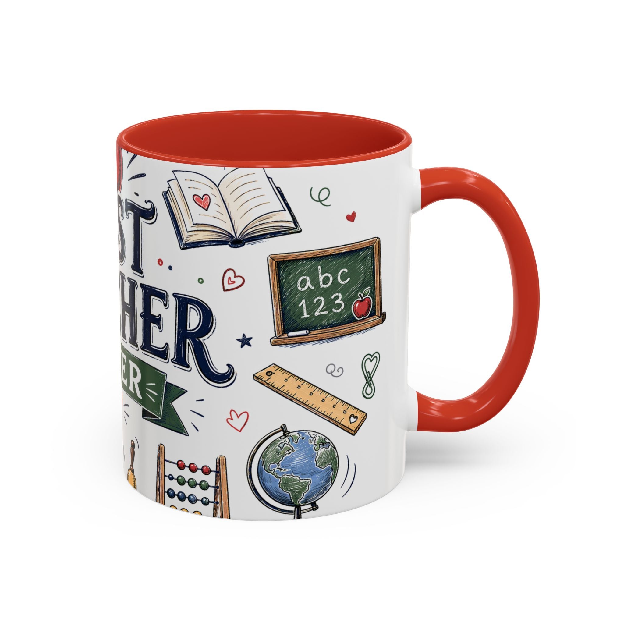 Best Teacher Ever Coffee Mug | Teacher Appreciation Gift | Accent Color Ceramic 11oz 15oz