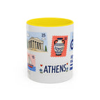 Athens Coffee Mug | Postage Stamp Collage Mug | Travel Souvenir Accent Cup 11oz 15oz
