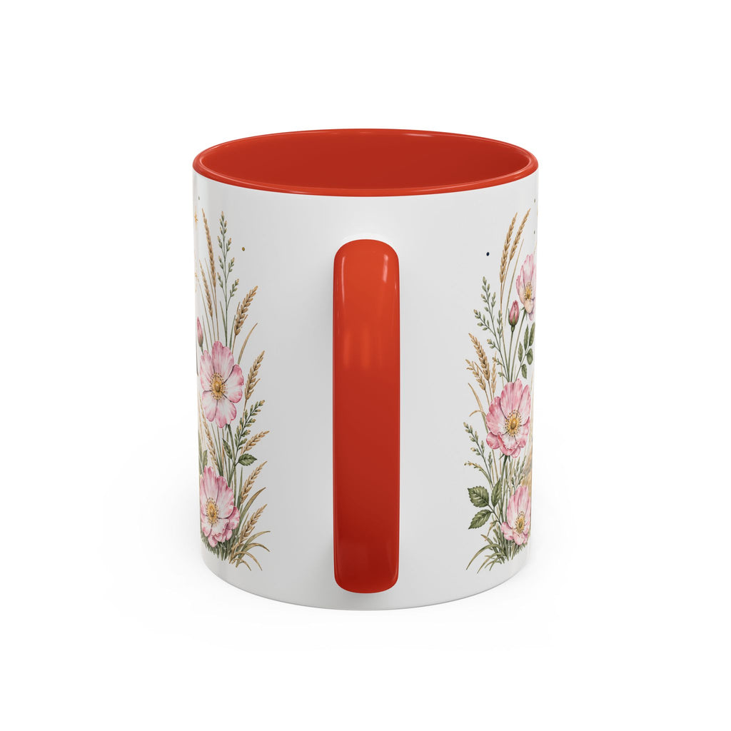North Dakota State Map Mug | Prairie Rose Botanical Accent Coffee Cup