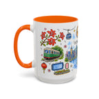 Hong Kong Illustrated Travel Mug | City Souvenir Accent Coffee Mug | 11oz 15oz Ceramic Cup