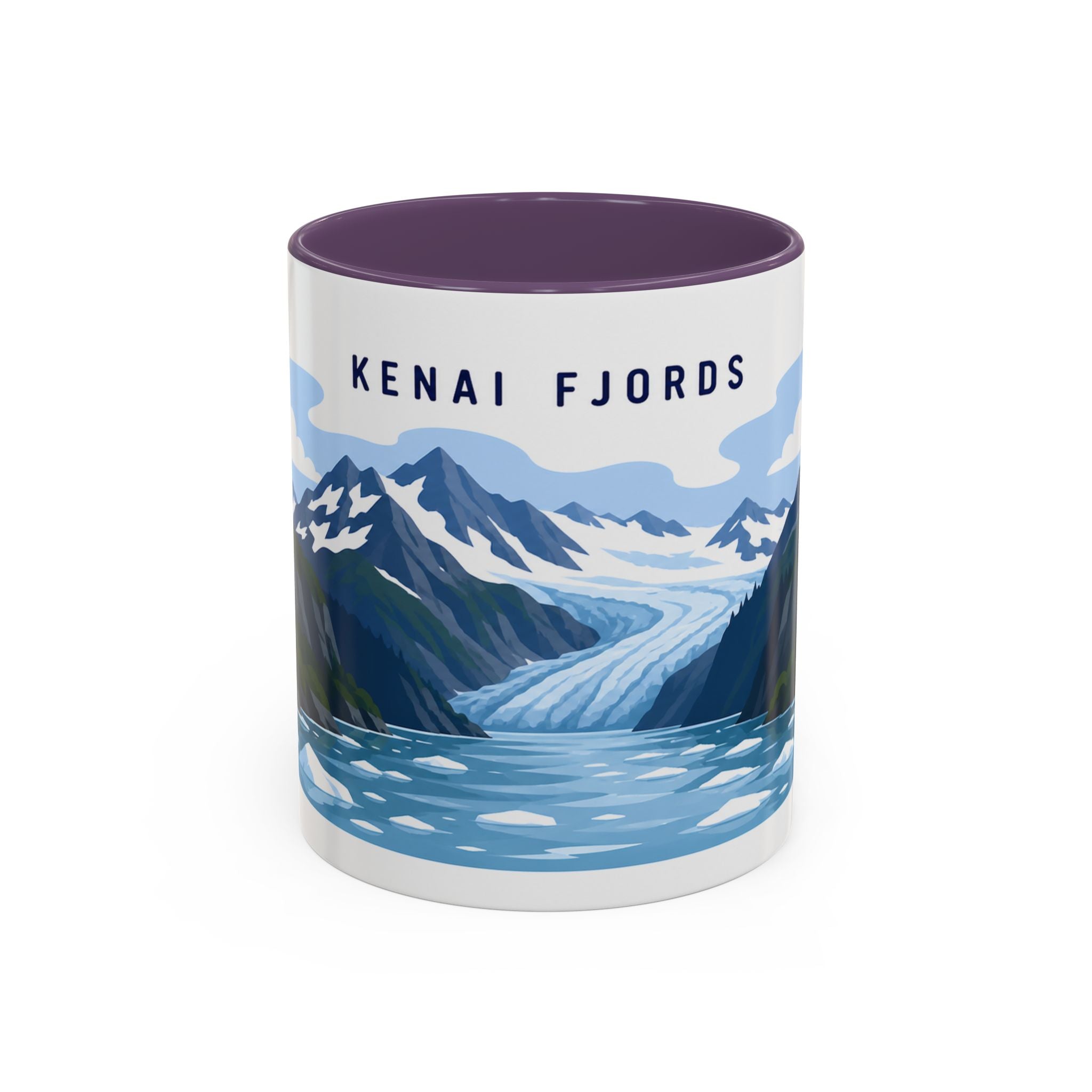 Kenai Fjords National Park Coffee Mug | Solid Color Block Park Souvenir | 11oz 15oz Accent Mug
