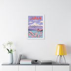 Mount Fuji Japan Framed Poster | Vintage Travel Wall Art | Black Walnut White Frame | 16x24 20x30