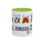 Honolulu Coffee Mug | Postage Stamp Collage Mug | Travel Souvenir Accent Cup 11oz 15oz