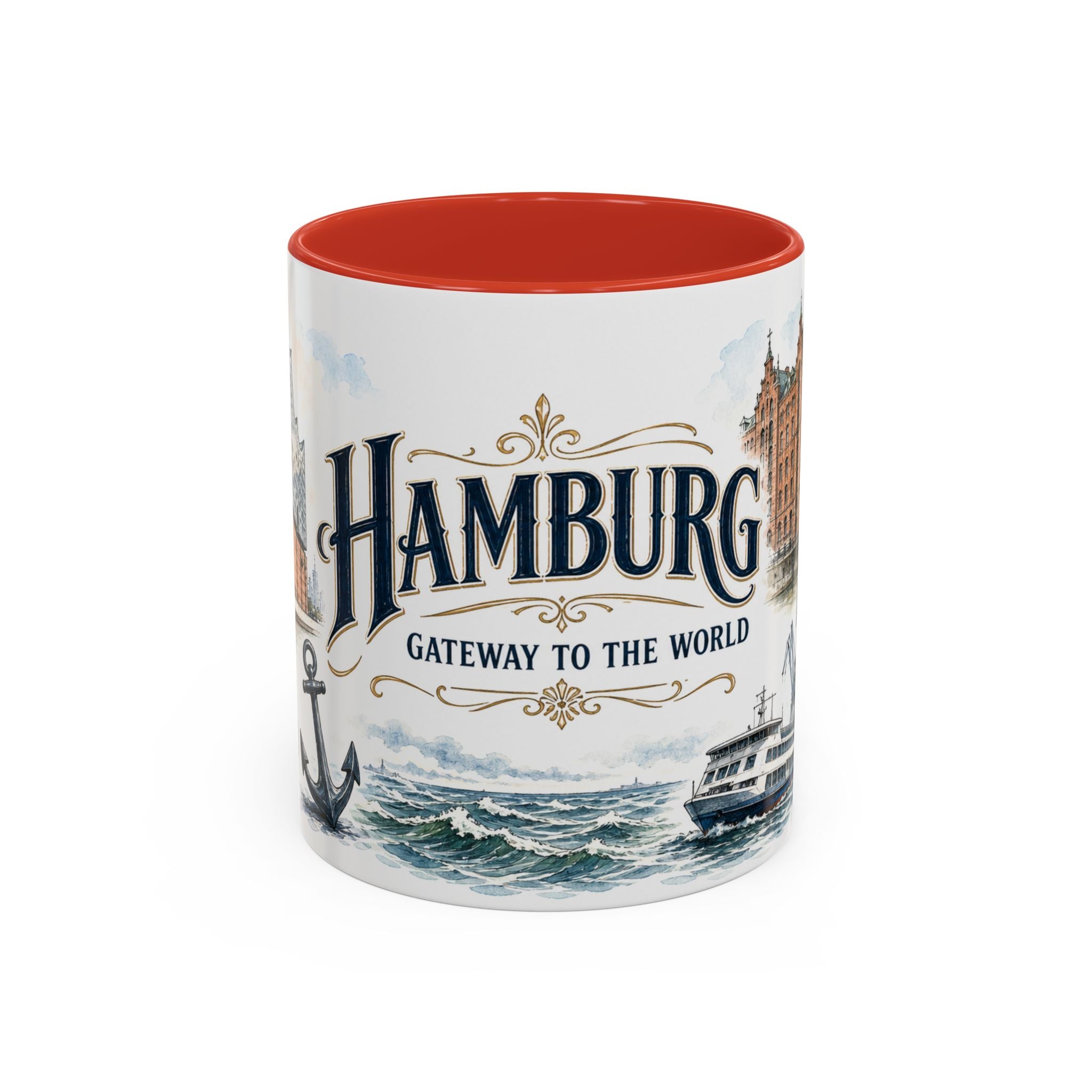 Hamburg Coffee Mug | Germany Travel Souvenir | Vintage Illustrated City Gift | 11 oz 15 oz Accent Mug