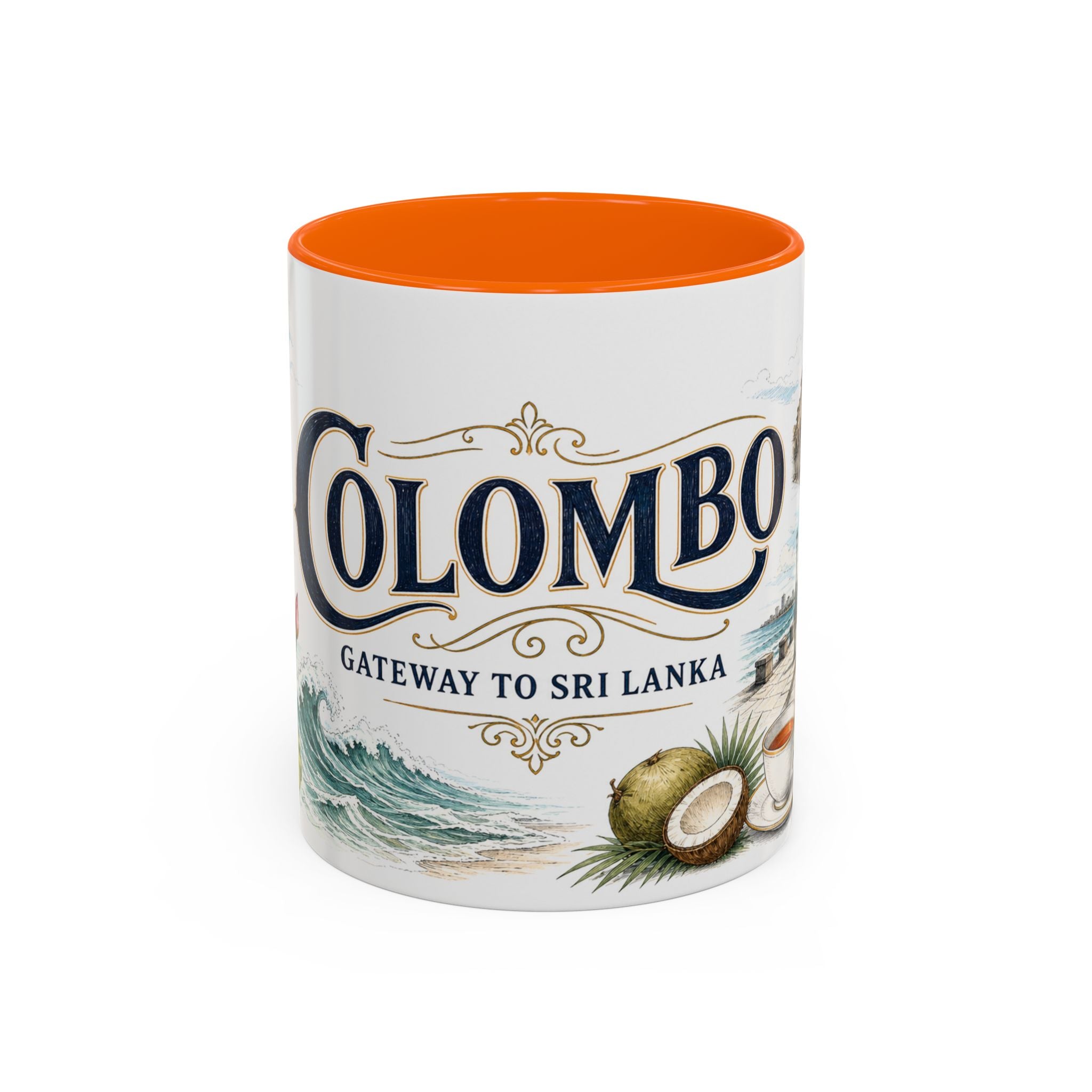 Colombo Coffee Mug | Sri Lanka Travel Souvenir | Vintage Illustrated City Gift | 11 oz 15 oz Accent Mug