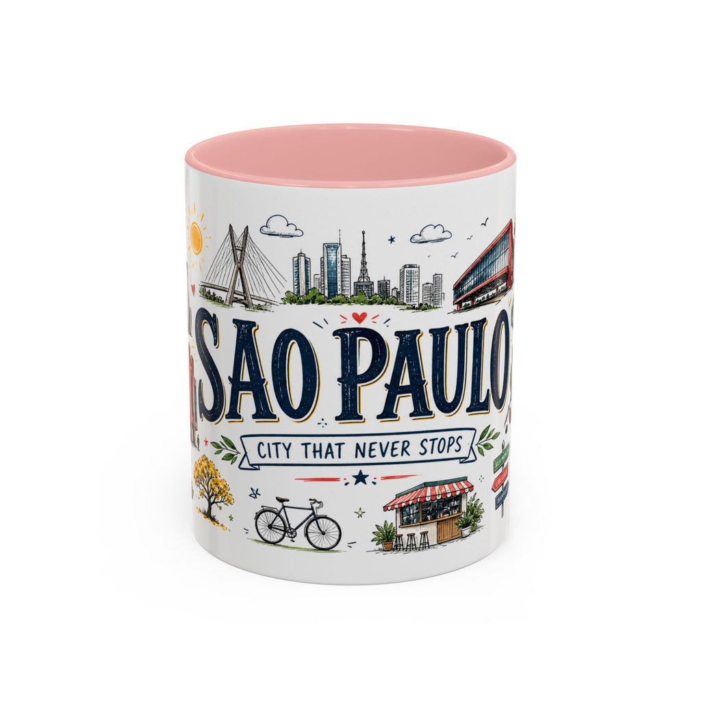 Sao Paulo Coffee Mug | Brazil Souvenir Travel Gift | Accent Color Ceramic 11oz 15oz
