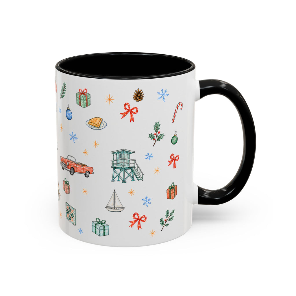 Miami Christmas Mug | Watercolor Art Deco City Souvenir (11oz/15oz)