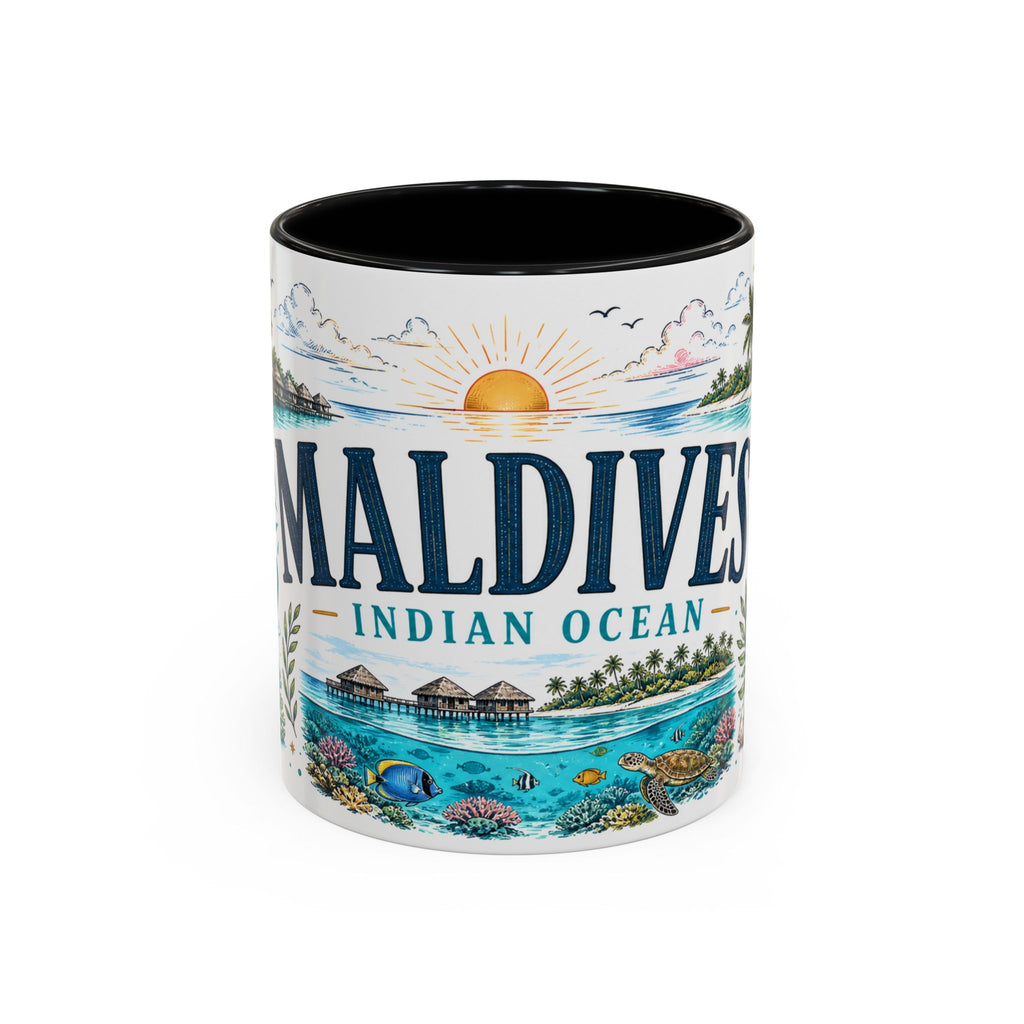 Maldives Coffee Mug | Travel Destination Souvenir Gift | Accent Color Ceramic 11oz 15oz