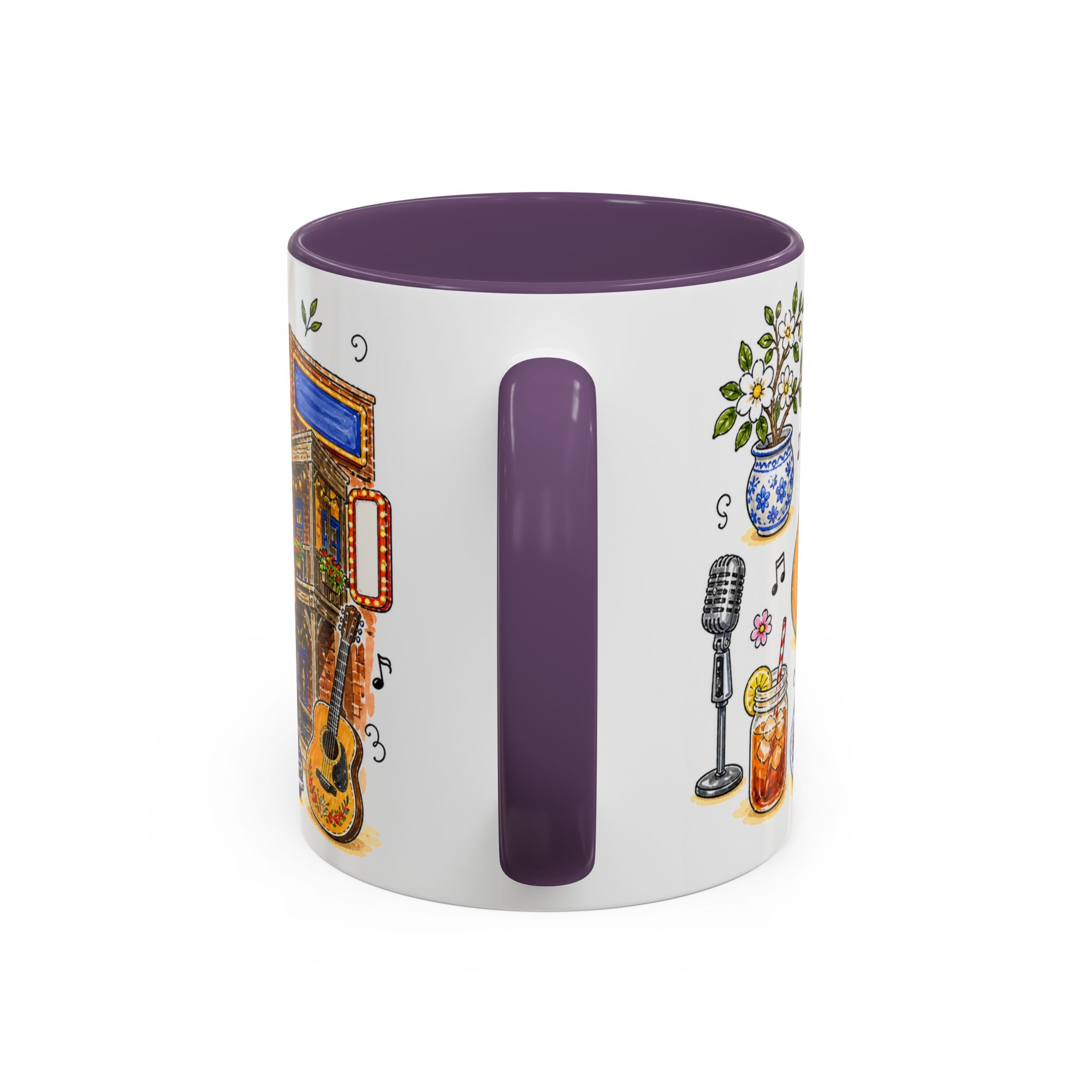 Nashville Illustrated Travel Mug | City Souvenir Accent Coffee Mug | 11oz 15oz Ceramic Cup