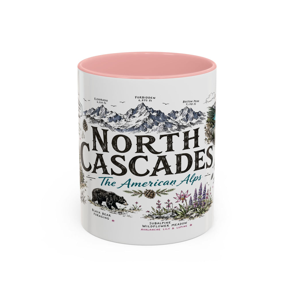 North Cascades National Park Coffee Mug | Washington Alpine Glacier Hiking Gift | Accent Color Ceramic 11oz 15oz