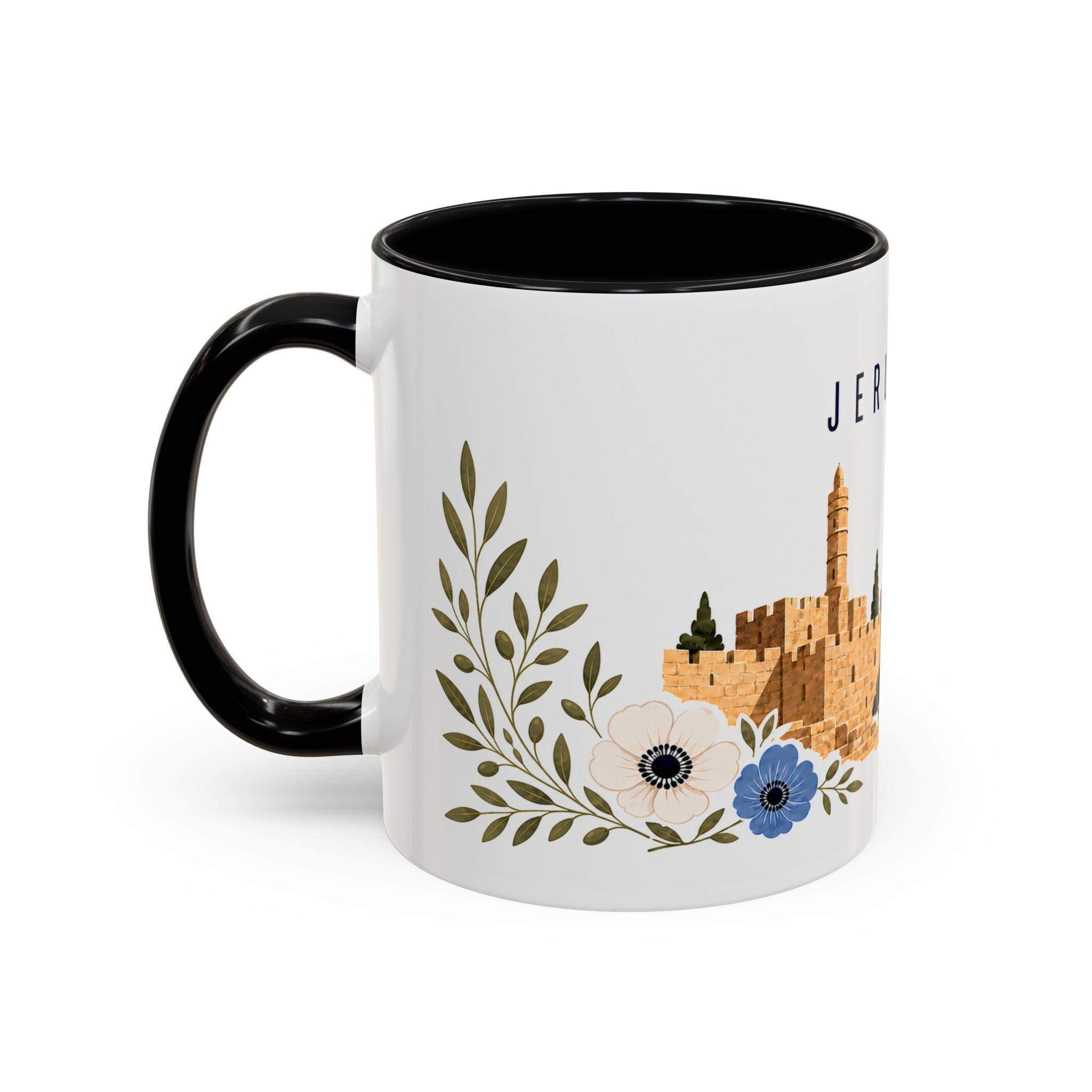 Jerusalem Coffee Mug | Israel Travel Souvenir | Porcelain Decal City Gift | 11oz 15oz Accent Mug
