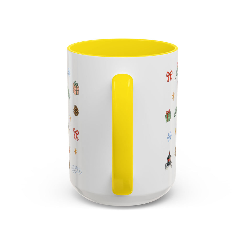 Boston Christmas Mug | Watercolor Travel Souvenir | Holiday Gift | Accent Ceramic Coffee Cup 11oz 15oz
