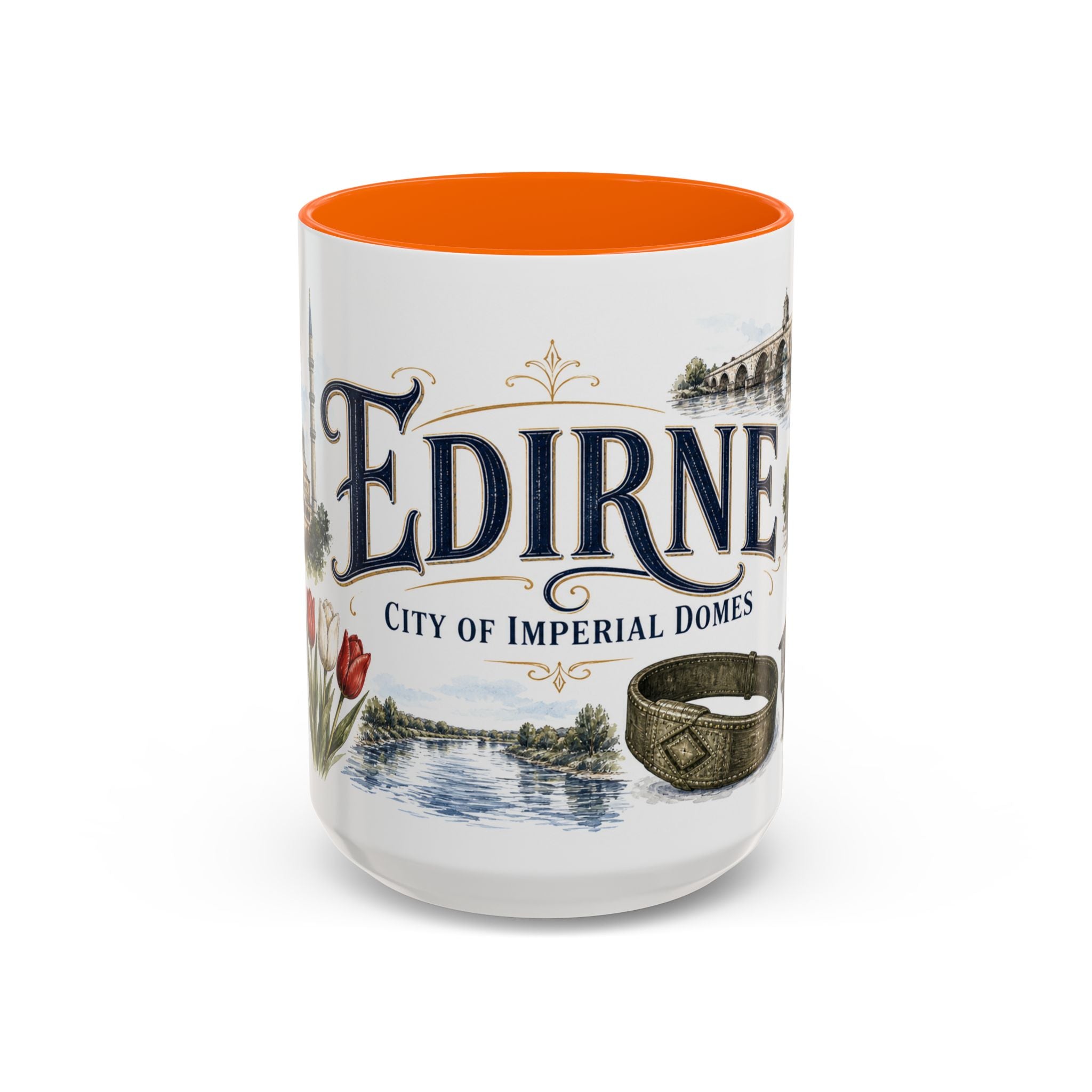 Edirne Coffee Mug | Turkey Travel Souvenir | Vintage Illustrated City Gift | 11 oz 15 oz Accent Mug
