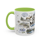 Rocky Mountain Coffee Mug | National Park Hiking Camping Gift | Accent Color Ceramic 11oz 15oz