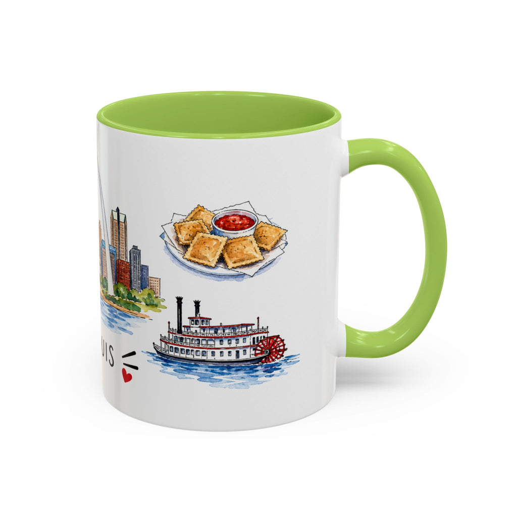 St. Louis Illustrated Travel Mug | City Souvenir Accent Coffee Mug | 11oz 15oz Ceramic Cup