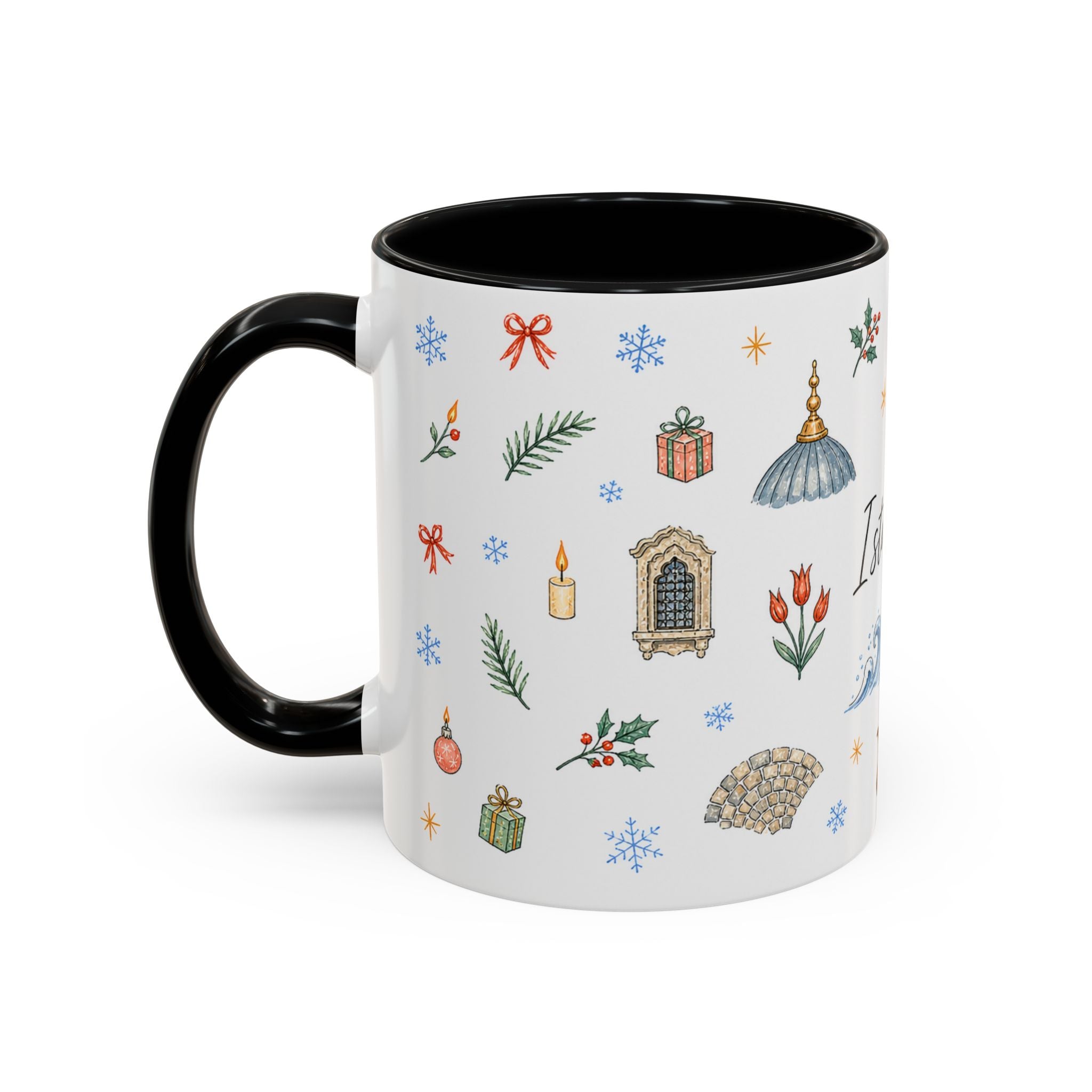 Istanbul Christmas Mug | Watercolor Travel Souvenir | Holiday Gift | Accent Ceramic Coffee Cup 11oz 15oz