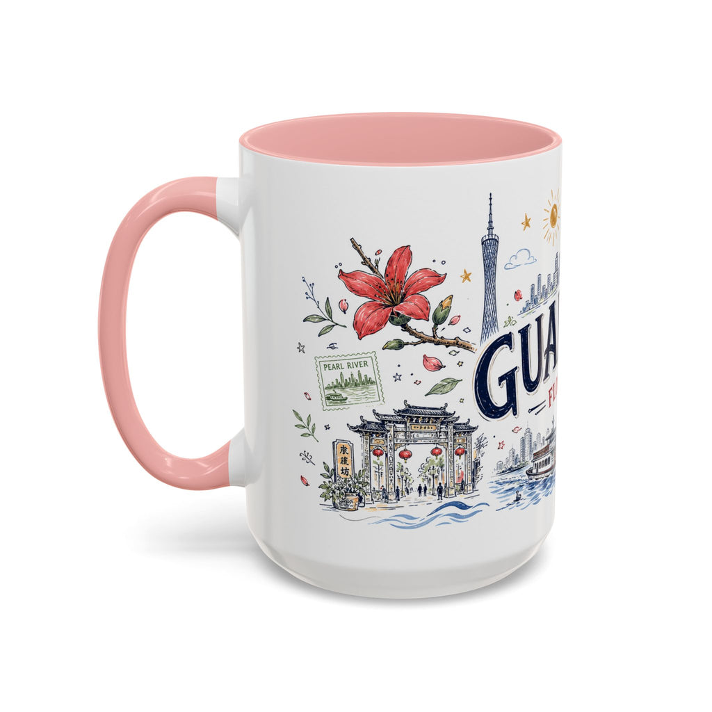 Guangzhou Coffee Mug | China Souvenir Travel Gift | Accent Color Ceramic 11oz 15oz