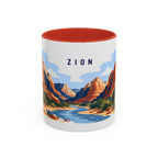 Zion National Park Coffee Mug | Solid Color Block Park Souvenir | 11oz 15oz Accent Mug