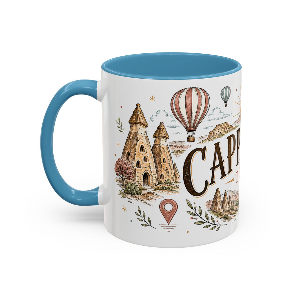 Cappadocia Coffee Mug | Travel Destination Souvenir Gift | Accent Color Ceramic 11oz 15oz