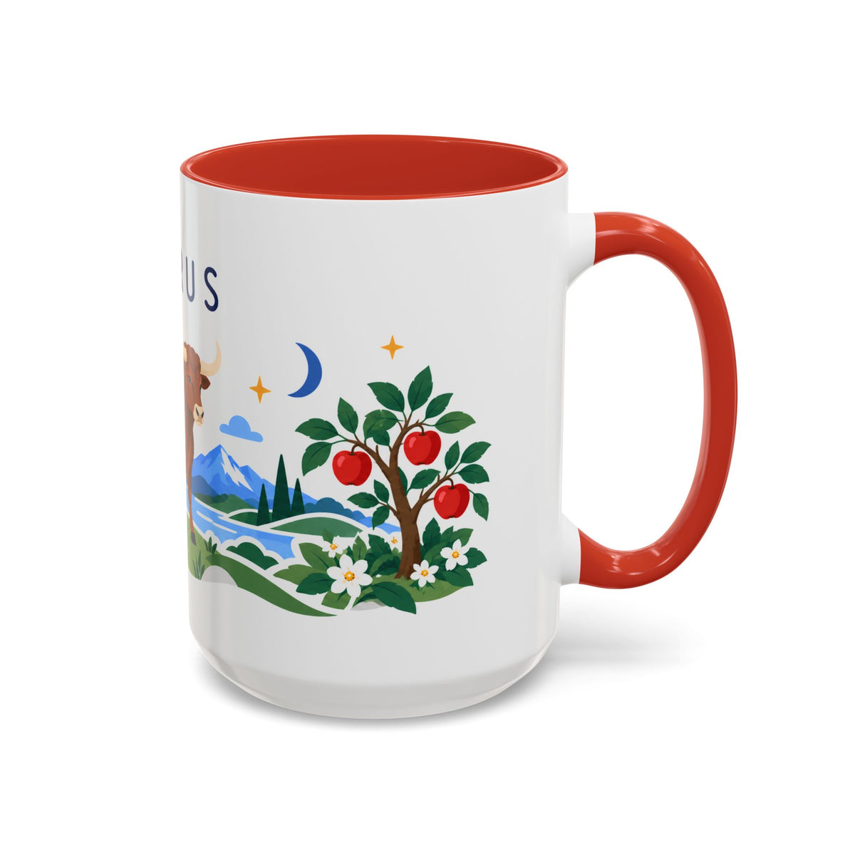 Taurus Zodiac Coffee Mug | Bull and Rose Design | Astrology Birthday Gift | 11 oz 15 oz Ceramic Accent Mug