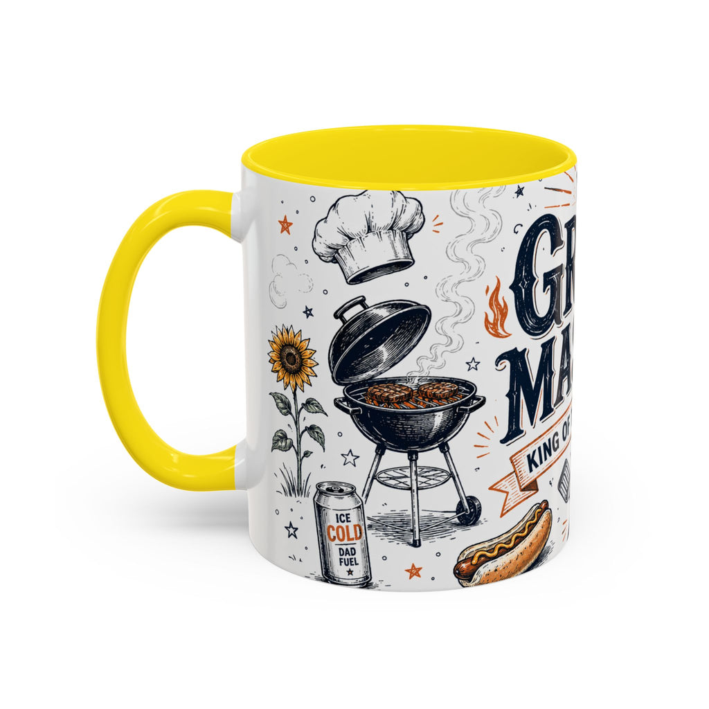 Grill Master Coffee Mug | Father's Day Gift for Dad | Accent Color Ceramic 11oz 15oz