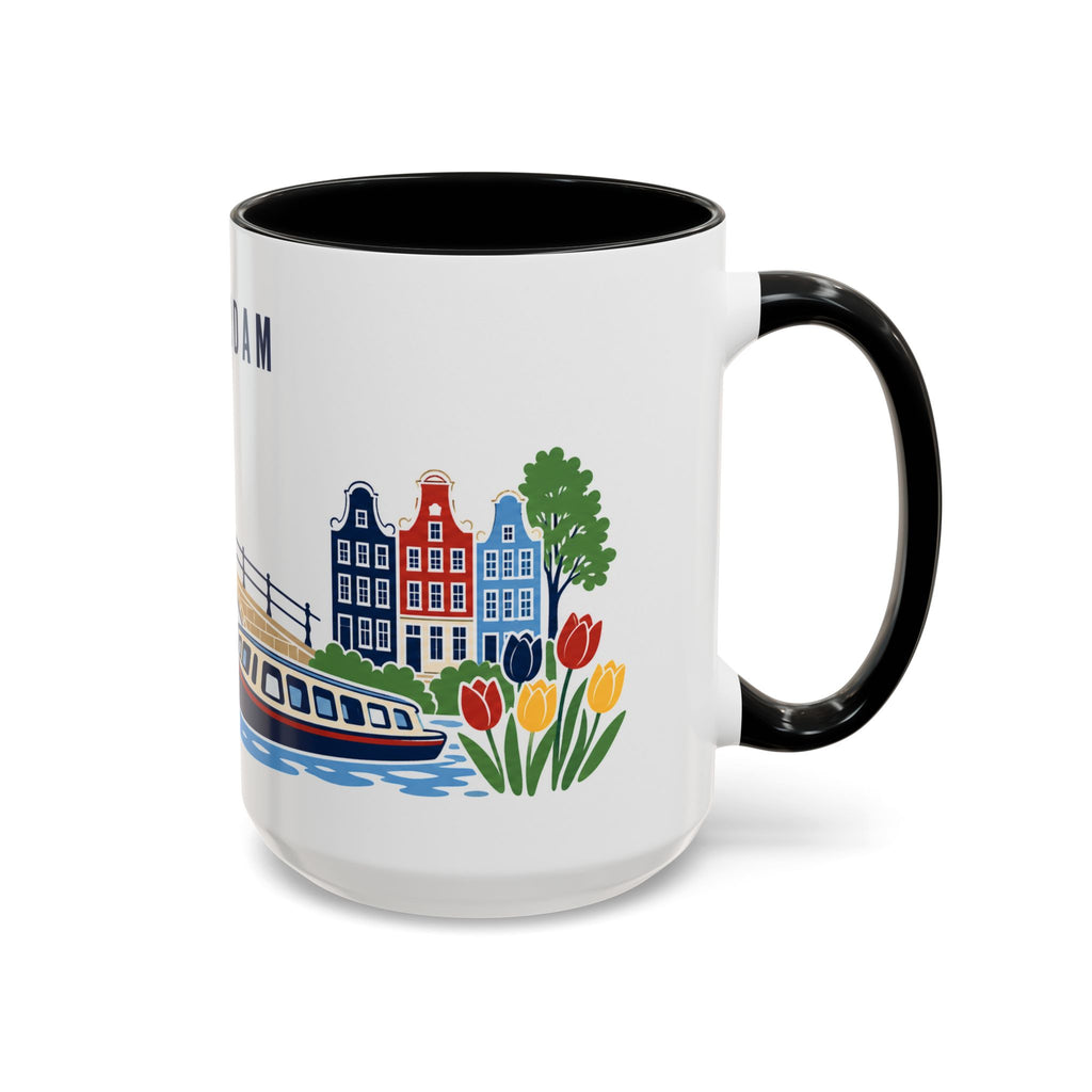 Amsterdam Coffee Mug | Netherlands Travel Souvenir | Porcelain Decal City Gift | 11oz 15oz Accent Mug