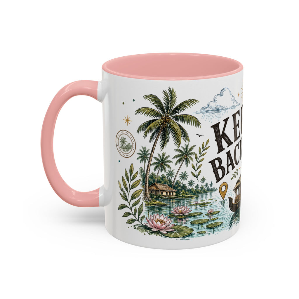 Kerala Backwaters Coffee Mug | Travel Destination Souvenir Gift | Accent Color Ceramic 11oz 15oz