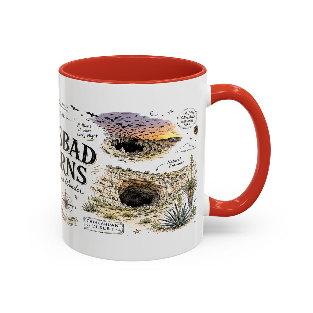 Carlsbad Caverns National Park Coffee Mug | New Mexico Cave Exploration Bat Gift | Accent Color Ceramic 11oz 15oz