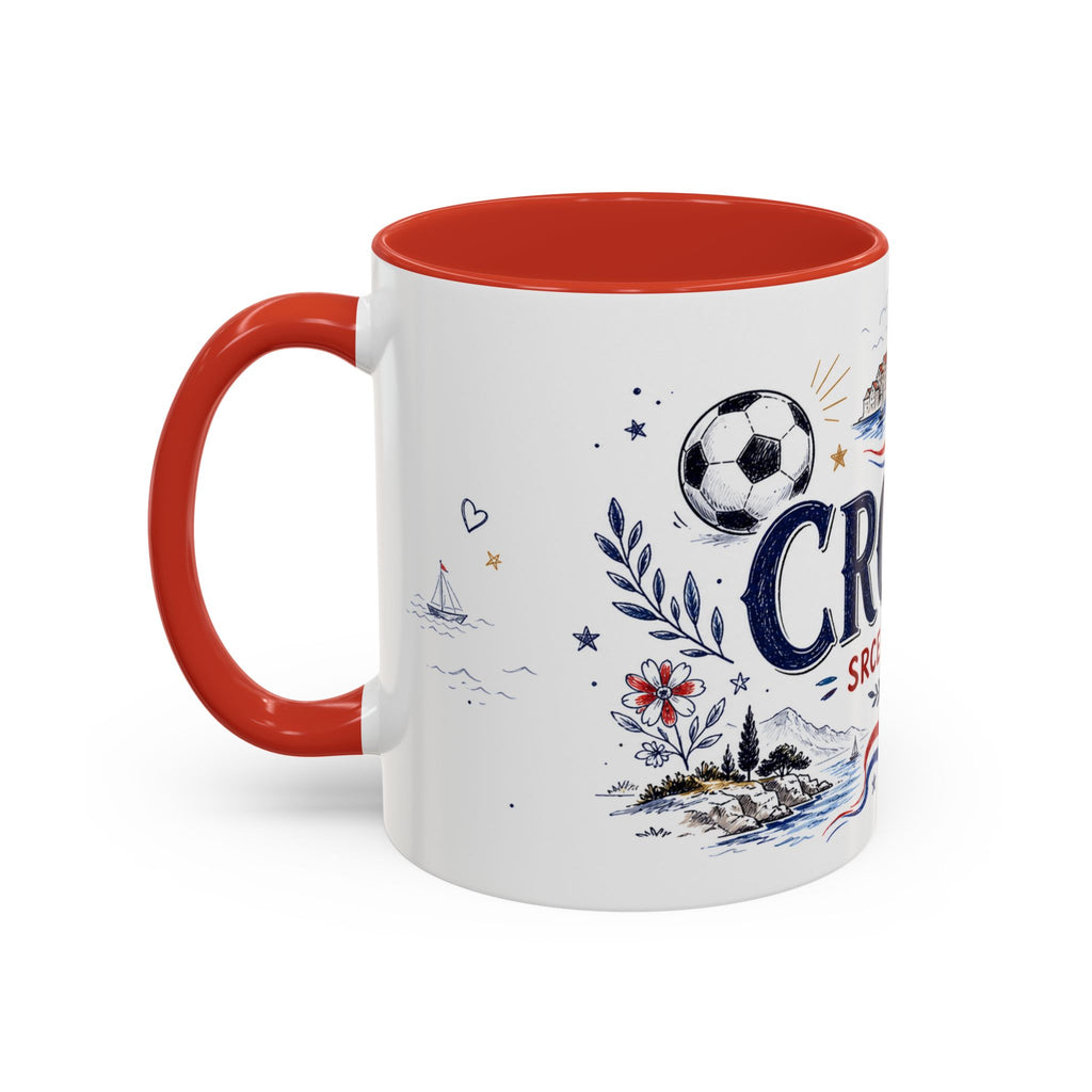 Croatia Soccer Coffee Mug | World Cup Fan Gift | Accent Color Ceramic 11oz 15oz Match Day Cup