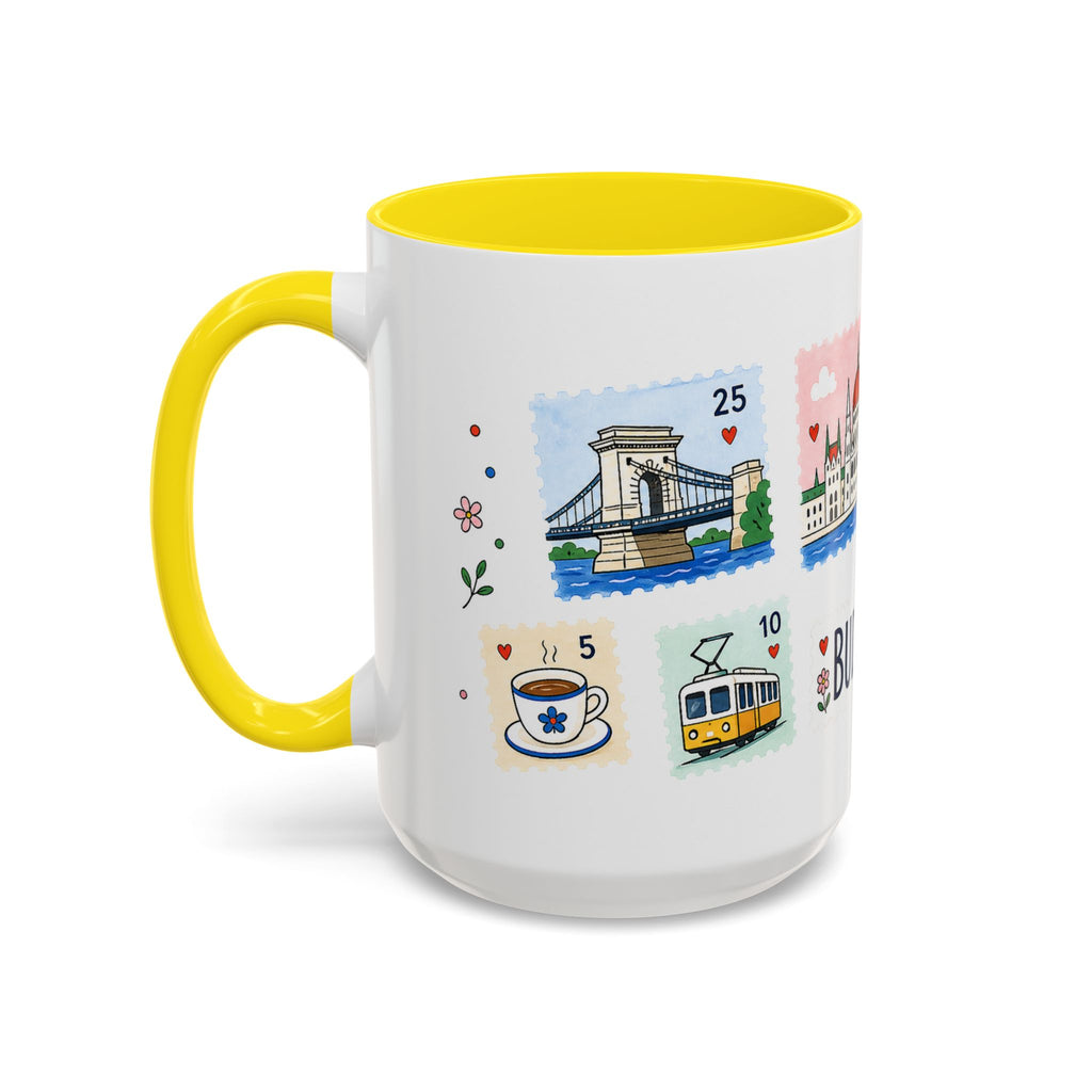 Budapest Coffee Mug | Postage Stamp Collage Mug | Travel Souvenir Accent Cup 11oz 15oz
